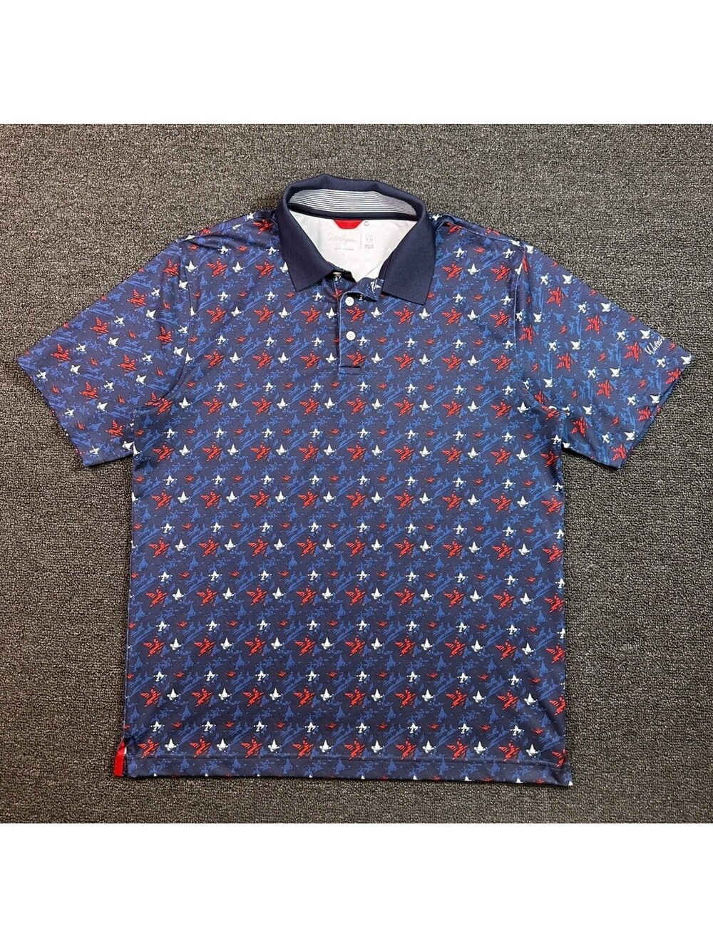 Walter Hagen Polo Shirt Mens L Blue White Red Performance